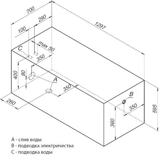 Ванна акрил AQUANET WEST  130*70  с каркасом (36-38)  и панелью - миниатюра №7