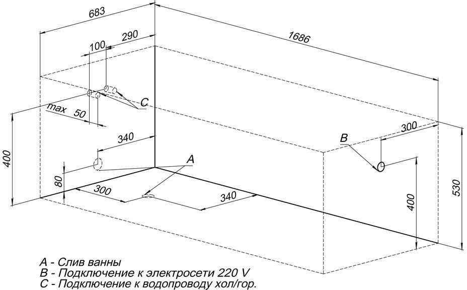 Ванна акрил AQUANET EXTRA  170*70  с каркасом  и панелью - миниатюра №3