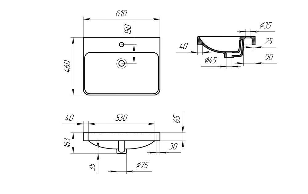 Умывальник EvaGold " Pearl" 600 - Изображение №3
