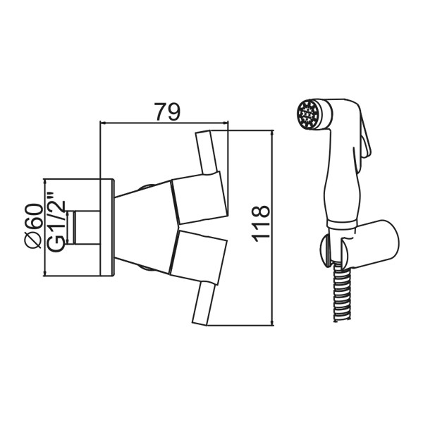 Смеситель с гигиеническим душем ZERIX BIDET-004  (10 шт/ящ) - миниатюра №2