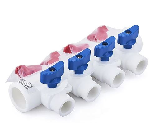 Коллектор с шаровым краном универсальный  25х20/2  БЕЛАЯ PP-R    (RTP) (25/1) - Изображение №1