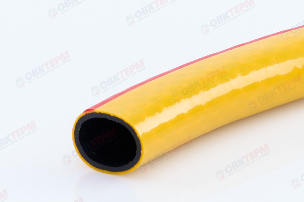 Шланг поливочный ПВХ "CRAB" Радуга 3/4(желтый с красной полосой) армированный 3-х слойный (25 м) - миниатюра №6