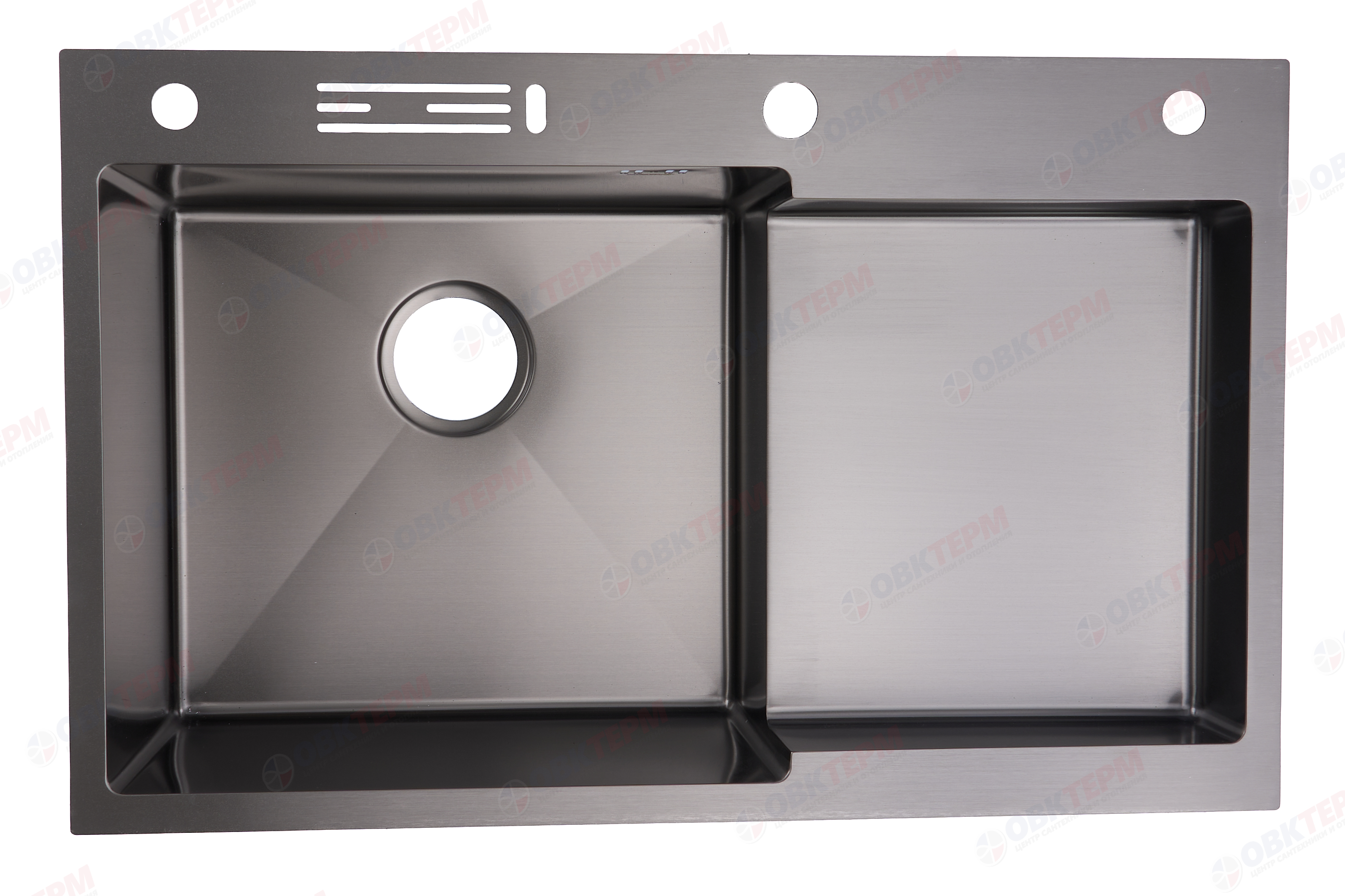 Мойка MIXXUS MH7849L-HK GRAPHITE (NANO-BLACK) из нерж.ст. глую.крыло с подст.для ножей (3.0/0.8 мм) - миниатюра №4
