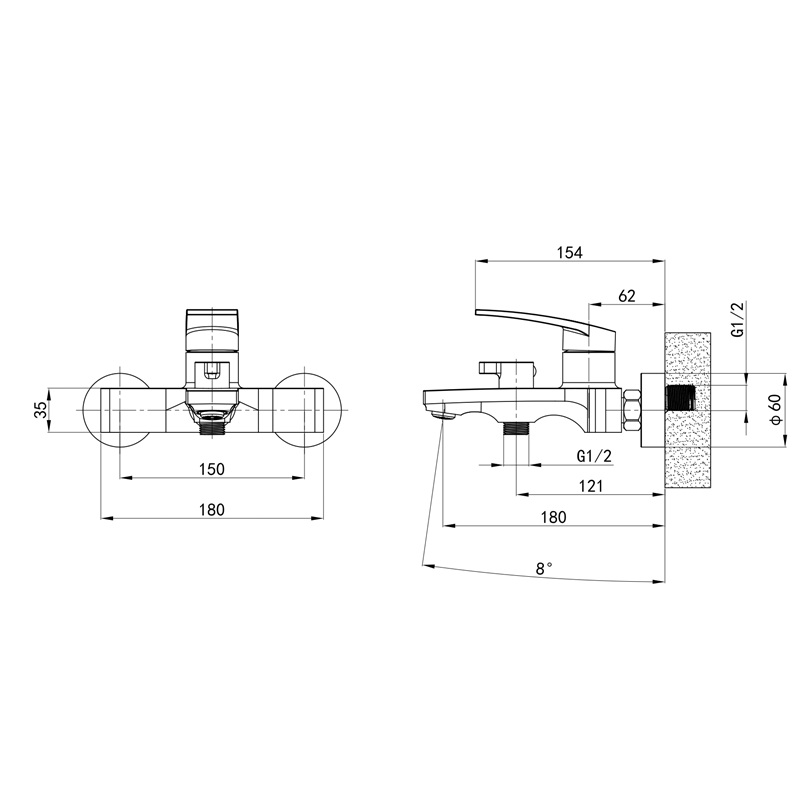 Смеситель д/ванны корот. MIXXUS PREMIUM LAZAR 009 (EURO) (10 шт/ящ) - Изображение №2