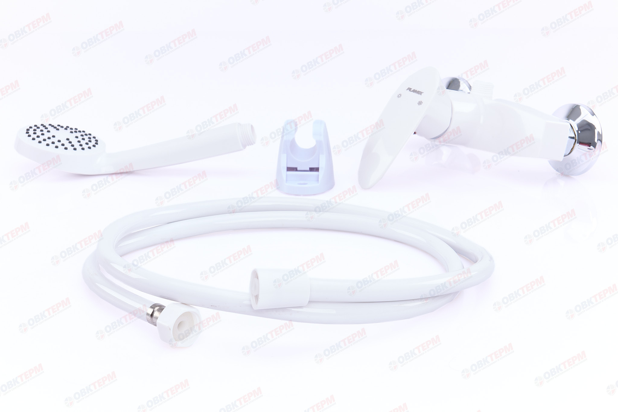 Смеситель д/душ.кабины PLAMIX CEZAR-003 SET White (с шлангом, лейкой и кронштейном) (20 шт/ящ) - Изображение №3