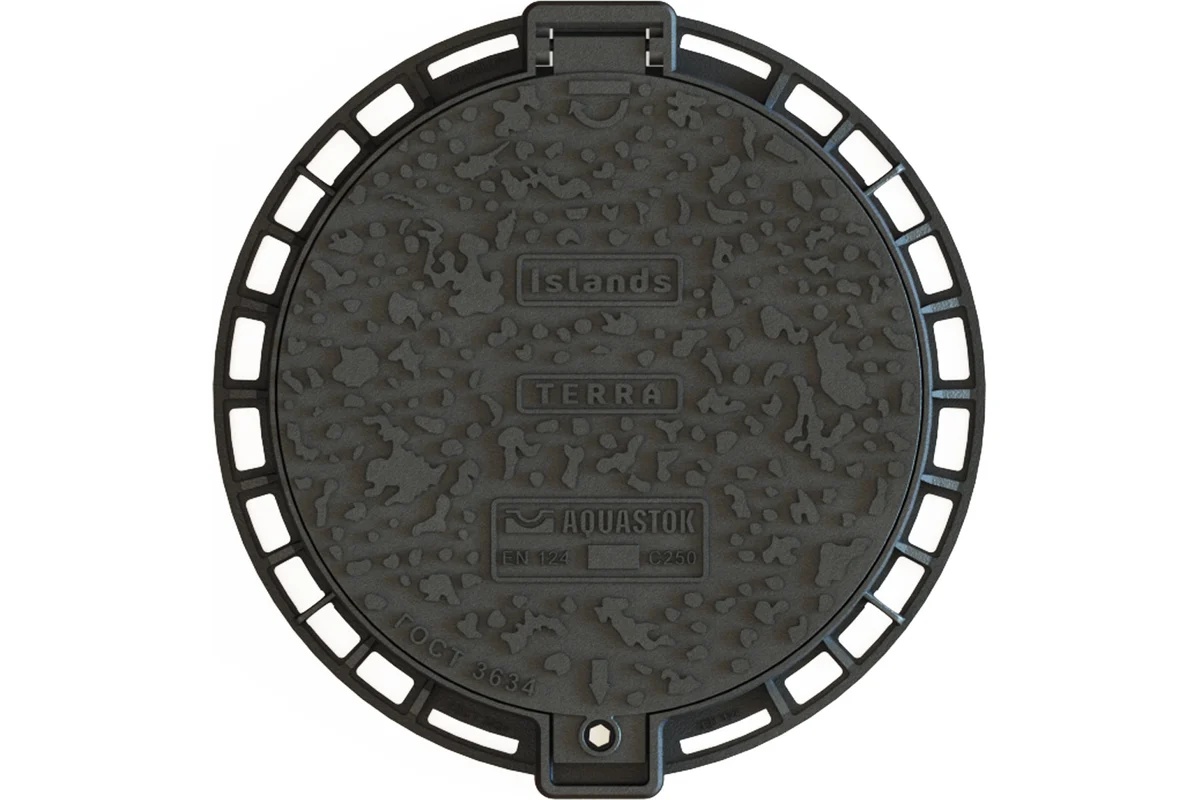 Люк чугунный AQUASTOK круглый Terra 750 (ДН750хДВ600хВ100)  С250 (10шт палета) - изображение №1