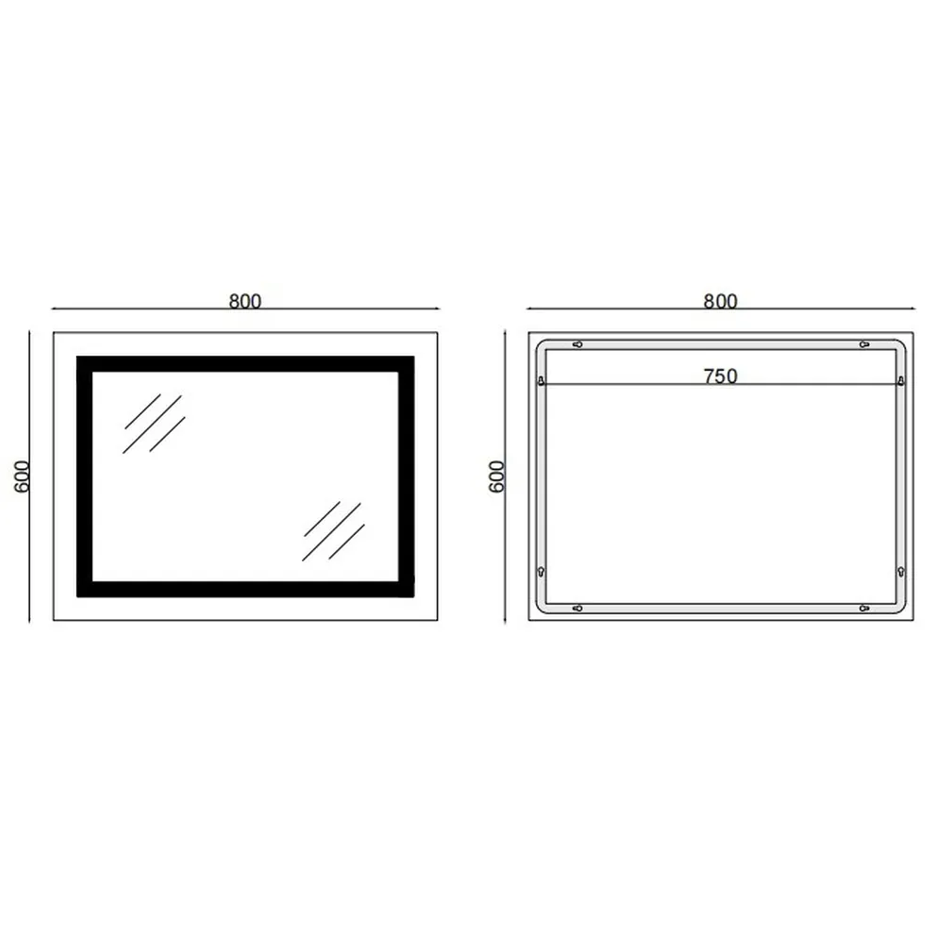 MIXXUS TALL MR08-80x60-REVERSE Зеркало с LED Touch, Anti-fog, димером, регулятором яркости - Изображение №2