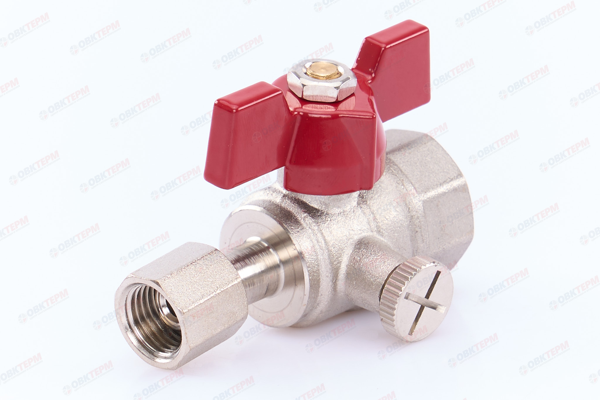 Кран шаровый         TIM  для подключения манометра 1/2"*1/4 ВВ      (60ящ/30) - Изображение №2