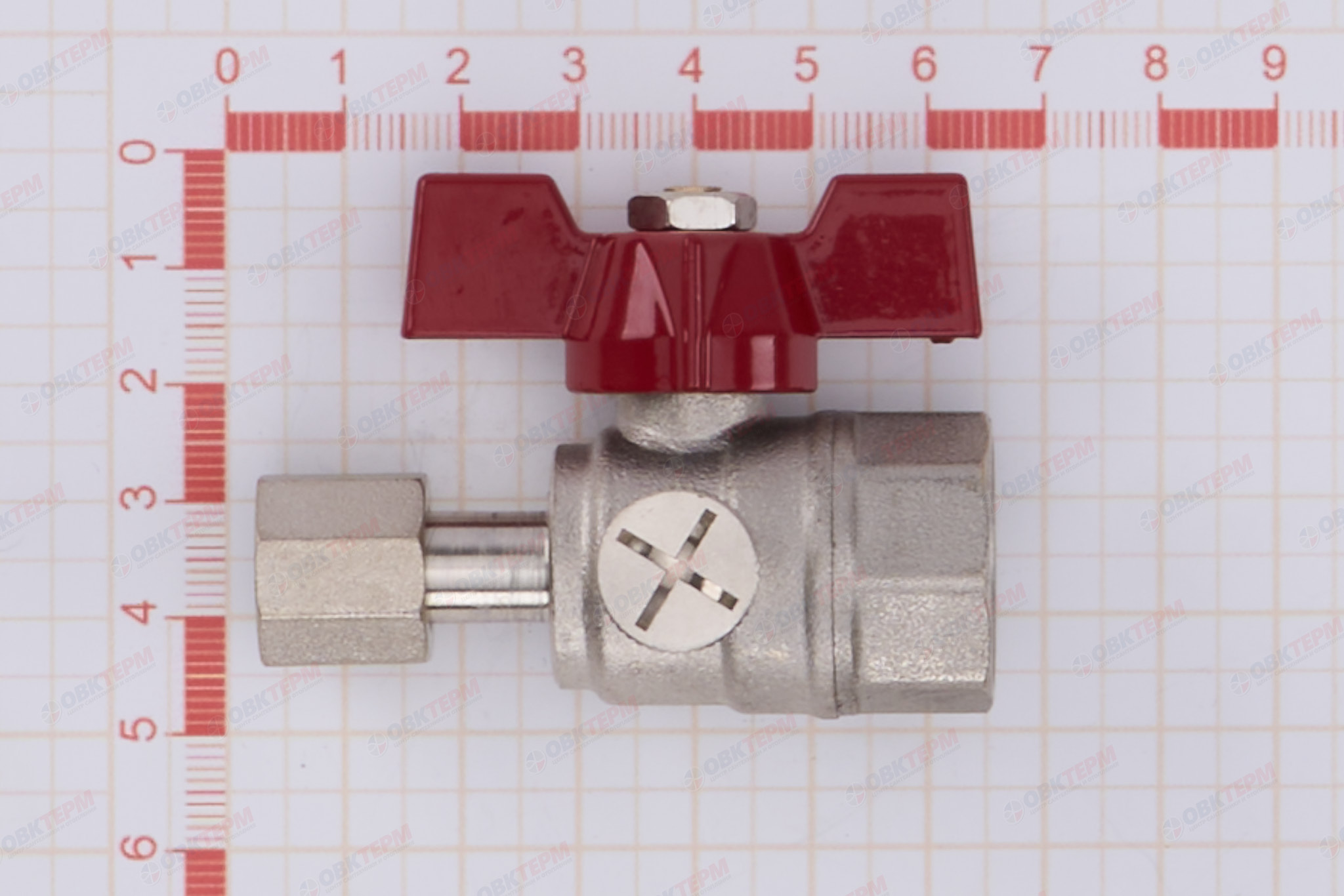 Кран шаровый         TIM  для подключения манометра 1/2"*1/4 ВВ      (60ящ/30) - миниатюра №6