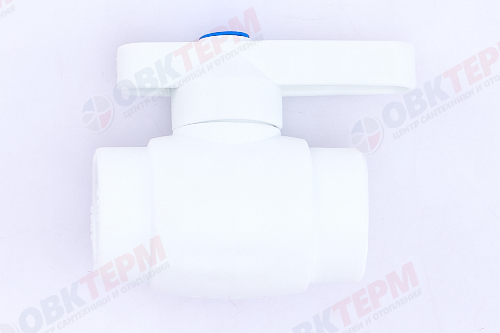 Кран пластиковый шаровый  25  (латунный  шар)  стандарт  БЕЛЫЙ PP-R   (RTP)    (40/1) - Изображение №2