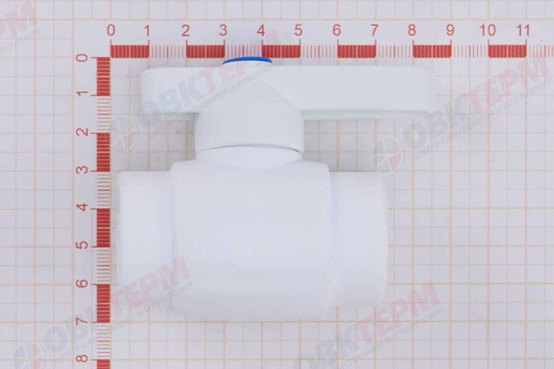 Кран пластиковый шаровый  25  (латунный  шар)  стандарт  БЕЛЫЙ PP-R   (RTP)    (40/1) - миниатюра №7