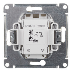Выключатель 1-клавишный механизм с подсветкой сх.1 10АХ Алюминий AtlasDesign Systeme Electric - Изображение №3