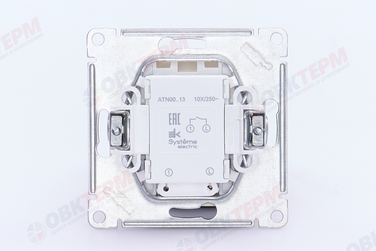 Выключатель 1-клавишный механизм с подсветкой сх.1 10АХ Алюминий AtlasDesign Systeme Electric - миниатюра №6