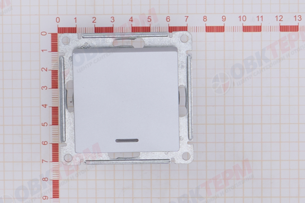 Выключатель 1-клавишный механизм с подсветкой сх.1 10АХ Алюминий AtlasDesign Systeme Electric - миниатюра №7