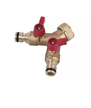 Адаптер-тройник 3/4" РВ с 2-мя кранами ЛАТУНЬ (40шт) TIM - Изображение №1