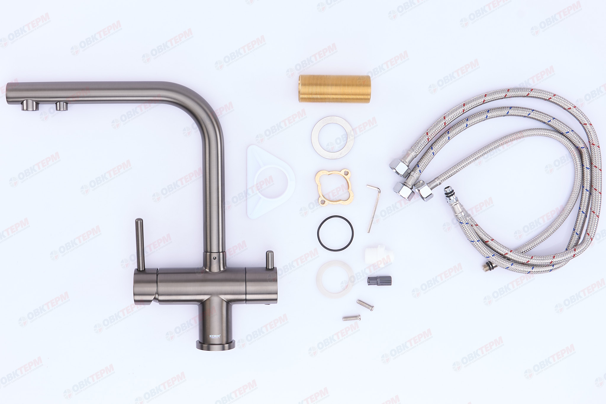 Смеситель д/кухни под ФИЛЬТР KOER KB-72001-07 /латунь /35мм(Цвет графит) (8шт/ящ) - Изображение №2