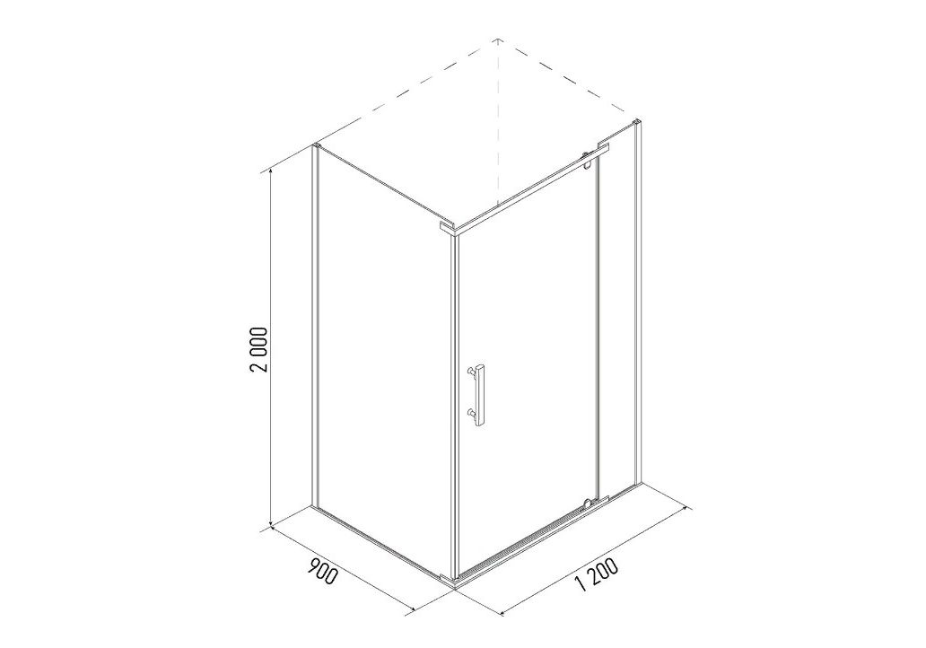 Душевое ограждение   ERLIT   ER10112H-C1 (1200* 900* 2000)  (1/3, 2/3=ER10112H, 3/3=ER101V/H) - Изображение №2