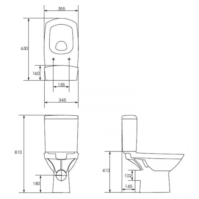 Унитаз-компакт Cersanit CARINA NEW CLEAN ON 011 3/5, дюропласт, SC, easy-off, белый - миниатюра №2