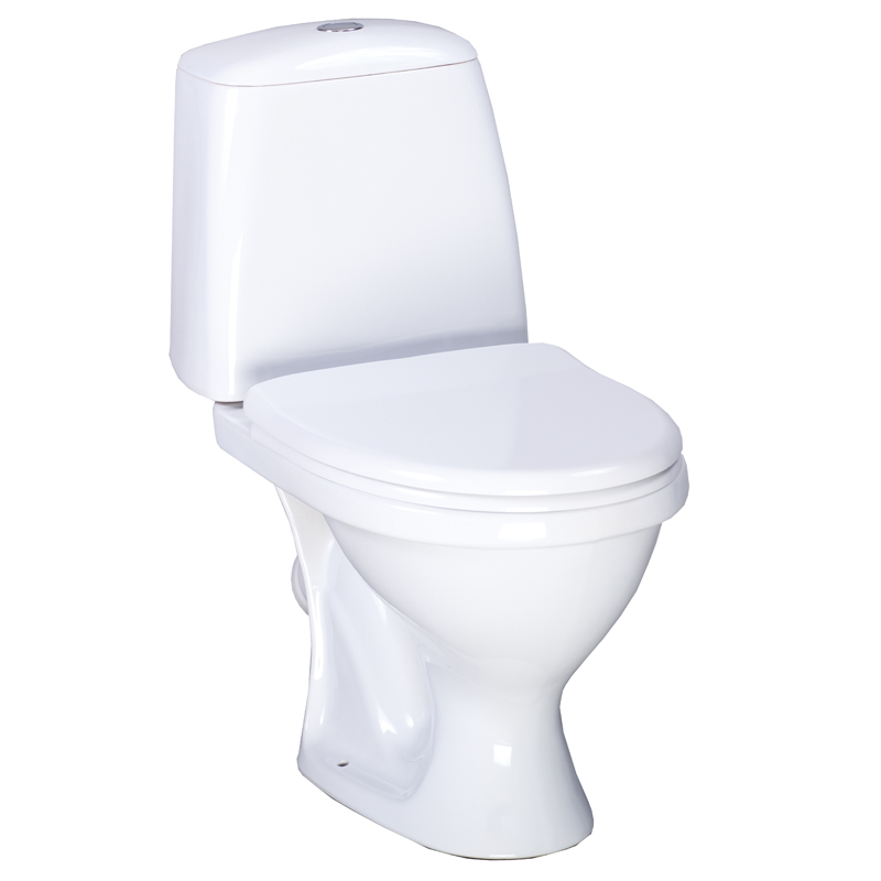 Унитаз-компакт Santeri "СОНАТА" (косой выпуск, 1 режима, крышка ПП, ниж.подкл.)  370х760х680 мм - Изображение №1