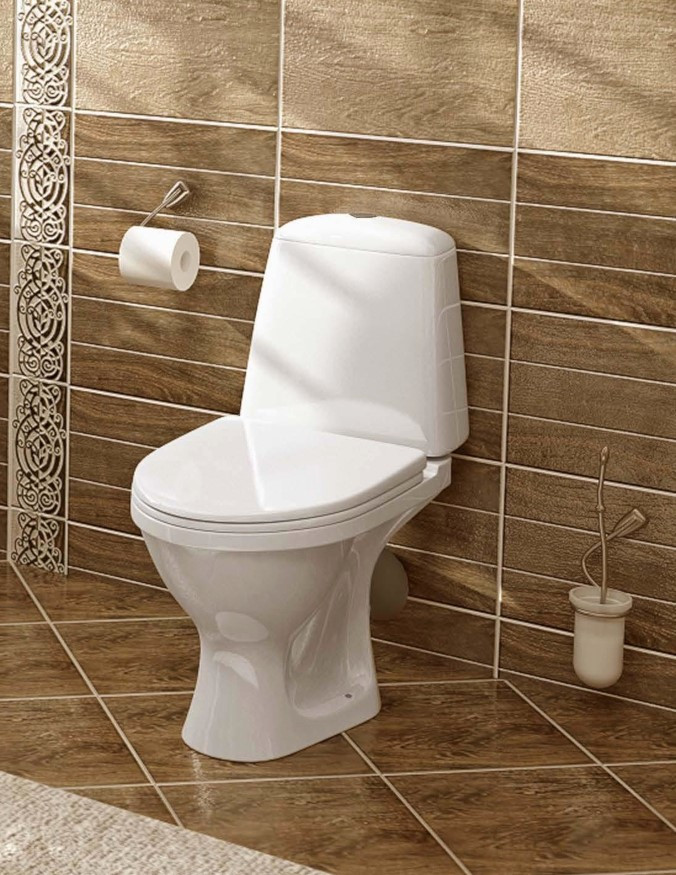 Унитаз-компакт Santeri "СОНАТА" (косой выпуск, 1 режима, крышка ПП, ниж.подкл.)  370х760х680 мм - Изображение №2
