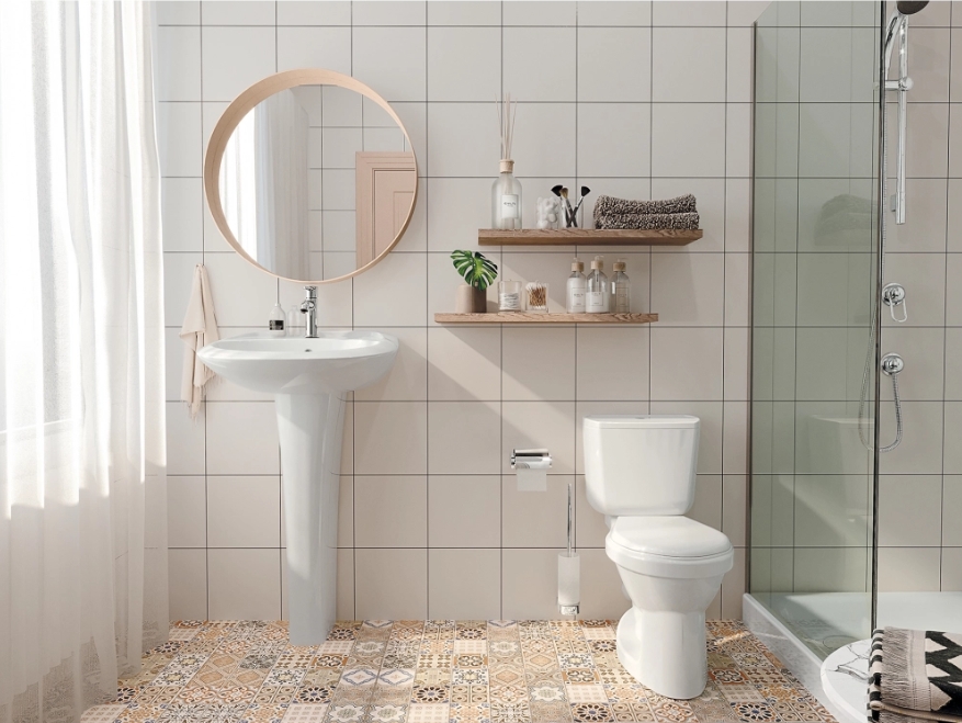 Унитаз-компакт SANTEK Бриз (косой выпуск, 1 режим, крышка ПП,ниж.подкл.) Ш390*В706*Г671 - Изображение №3