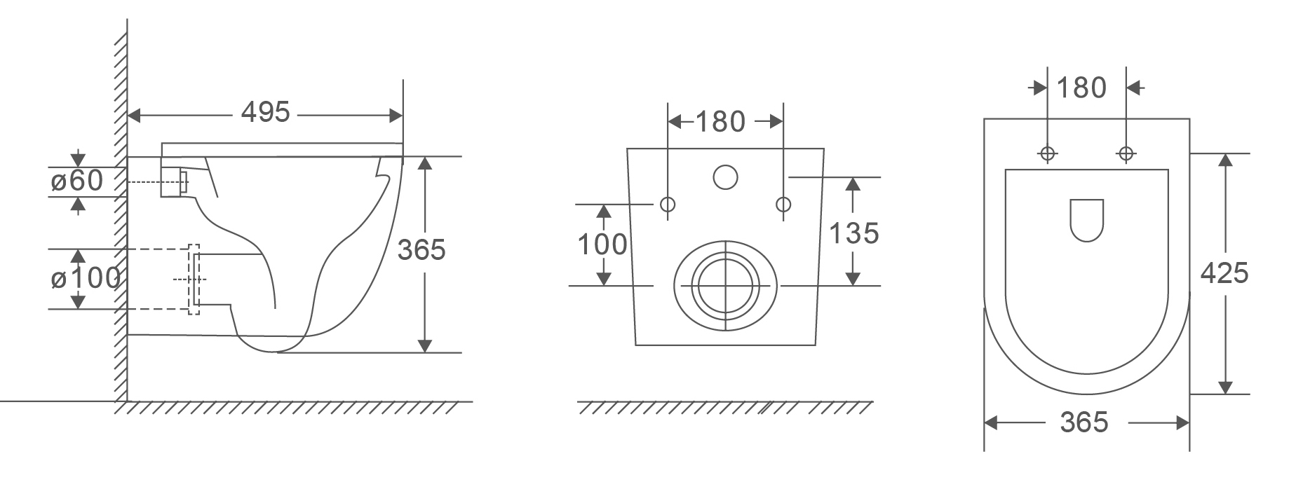 Унитаз подвесной MIXXUS PREMIUM ELLIPSE-0301-T3 система смыва TORNADO 3.0 (495x365x365mm) - Изображение №2