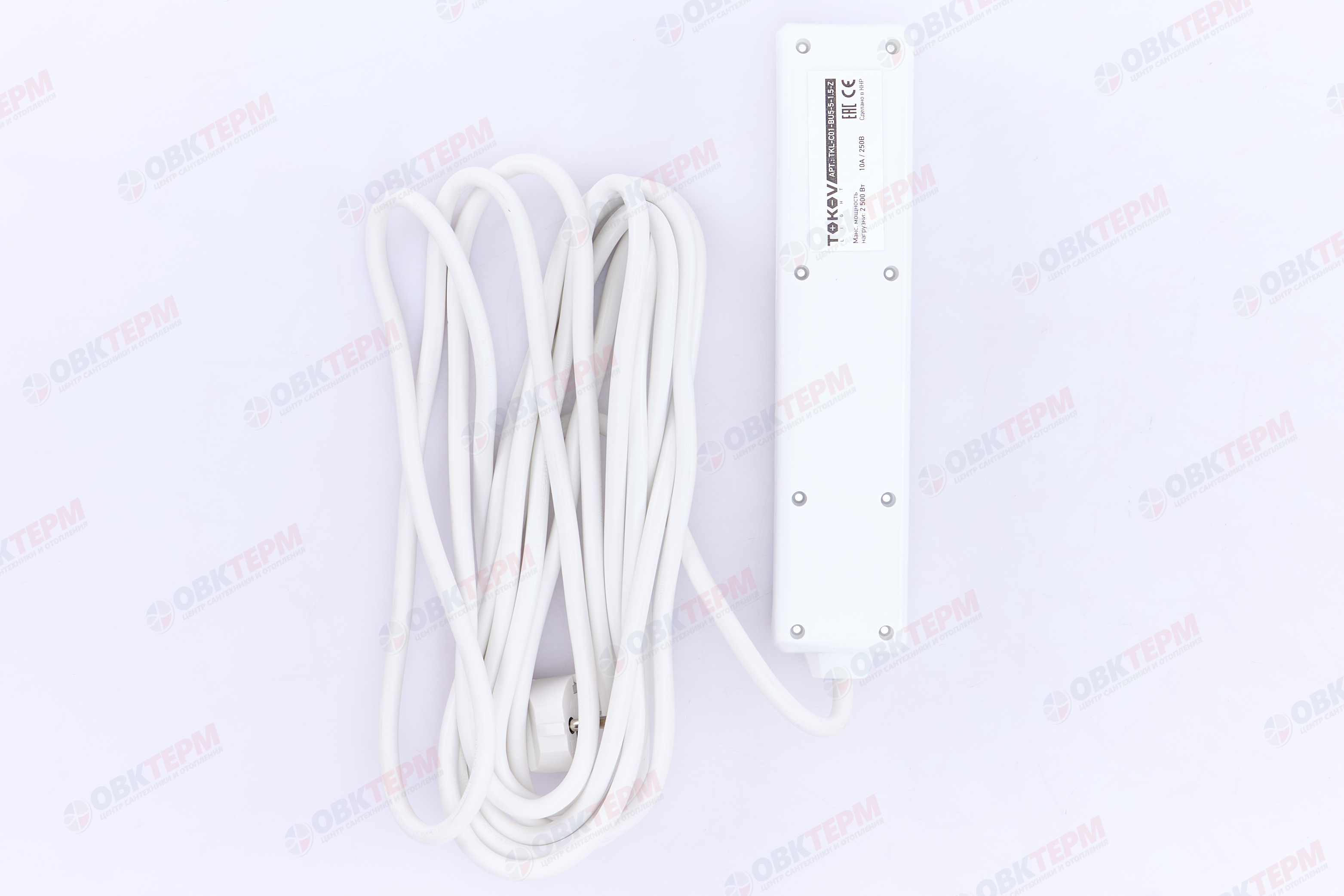 Удлинитель пятиместный 5м с/з, 3х1.5 10А, белый, TOKOV LIGHT - Изображение №5