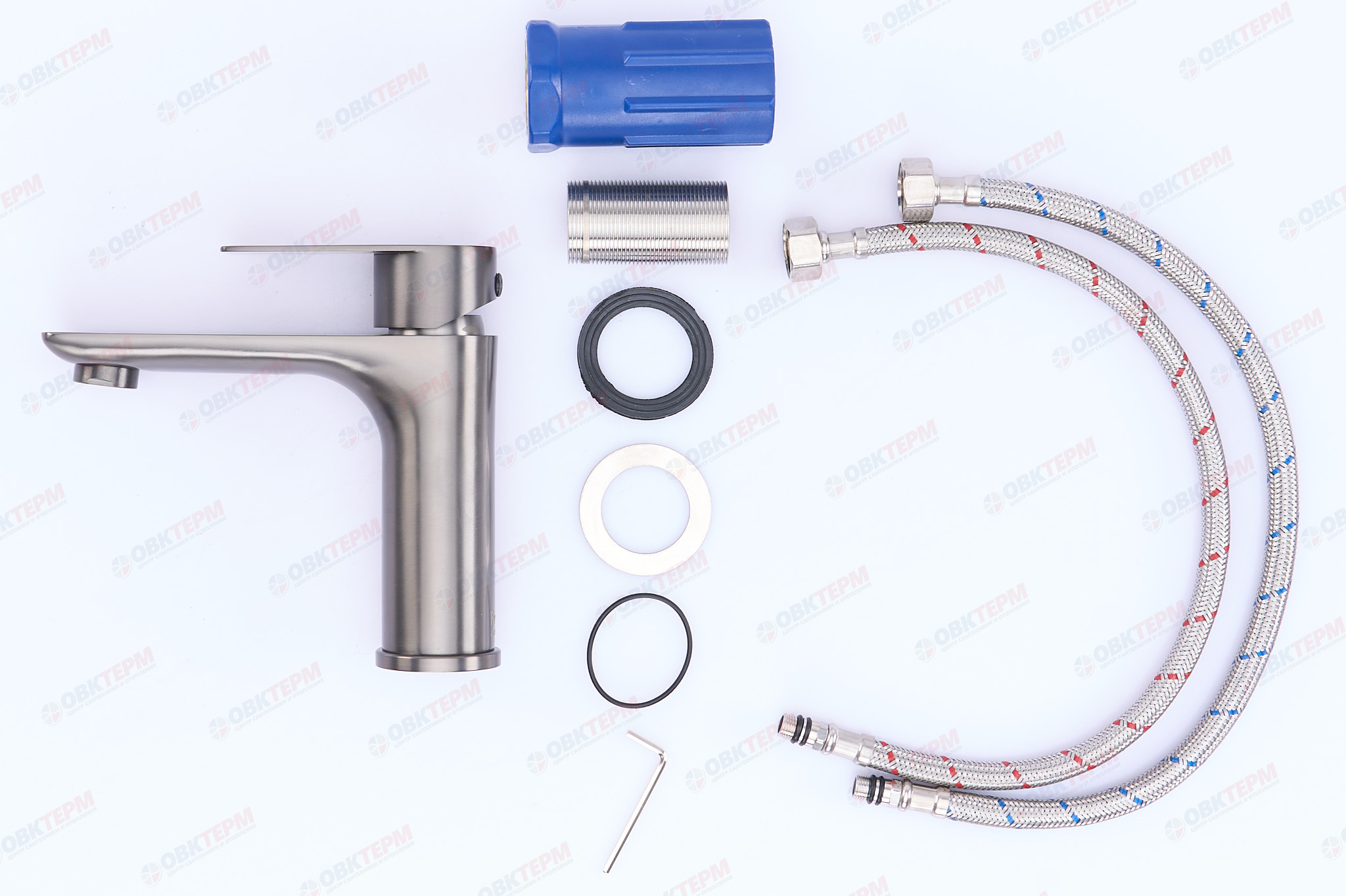 Смеситель д/умывальника FRAР F10806-9 оружейная сталь(Ø35, аэратор М24, на гайке) - миниатюра №7