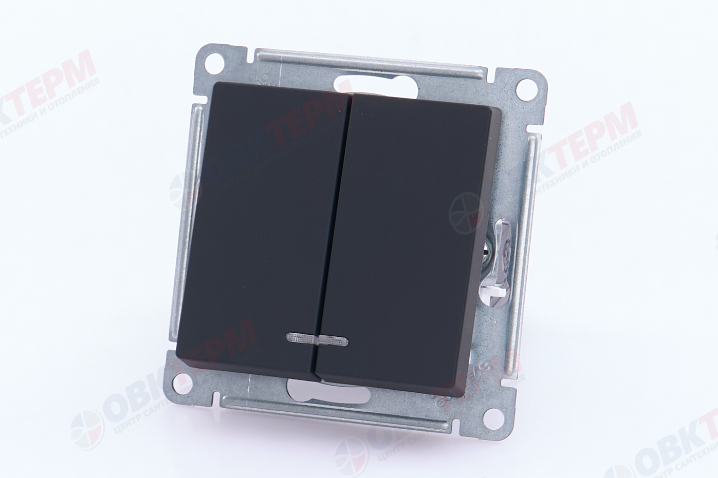 Выключатель 2-клавишный механизм с подсветкой сх.5 10АХ Карбон AtlasDesign Systeme Electric - Изображение №2