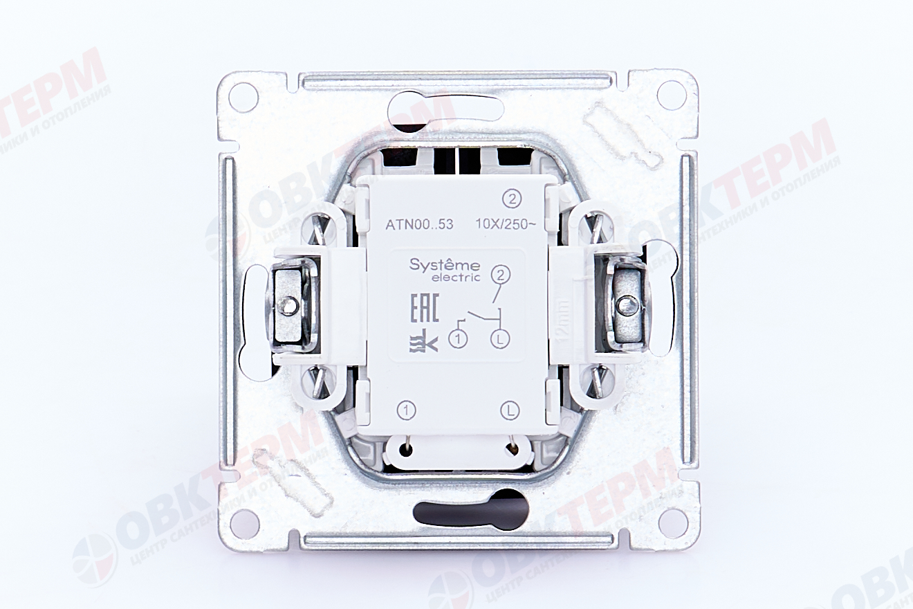 Выключатель 2-клавишный механизм с подсветкой сх.5 10АХ Карбон AtlasDesign Systeme Electric - миниатюра №6