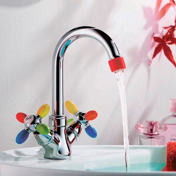 Смеситель д/умывальника буксовый ZERIX ROM-001 LR81010 RAINBOW (цветной)  (10 шт/ящ) - Изображение №3