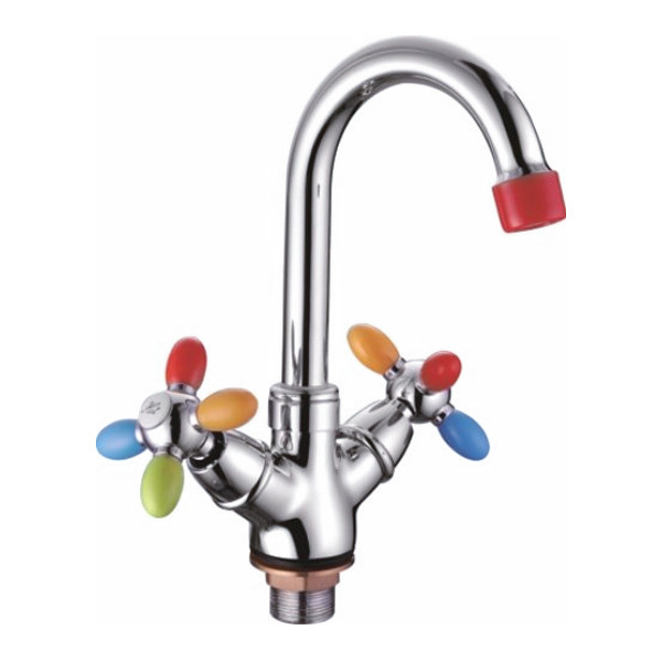 Смеситель д/умывальника буксовый ZERIX ROM-001 LR81010 RAINBOW (цветной)  (10 шт/ящ) - Изображение №1