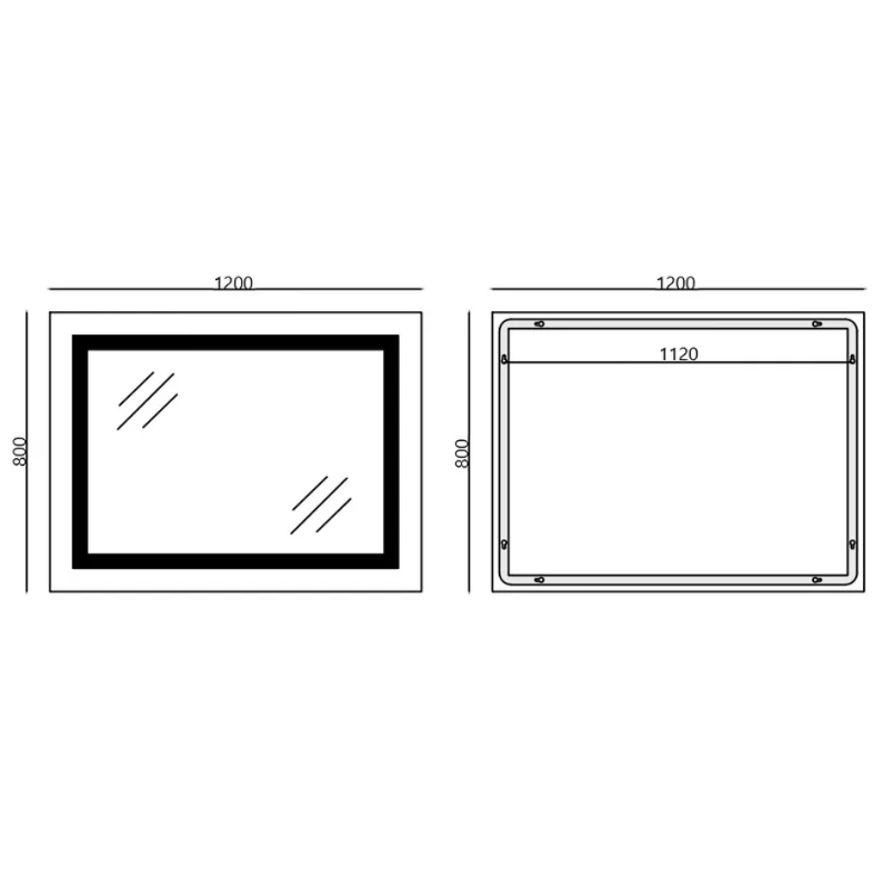 MIXXUS WARM MR02-120x80 Зеркало с LED Touch, Anti-fog, димером, регулятором яркости, часами - миниатюра №2