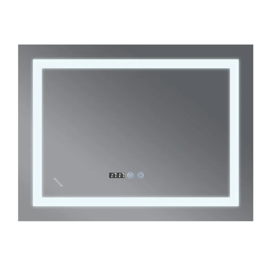 MIXXUS WARM MR02-120x80 Зеркало с LED Touch, Anti-fog, димером, регулятором яркости, часами - миниатюра №3