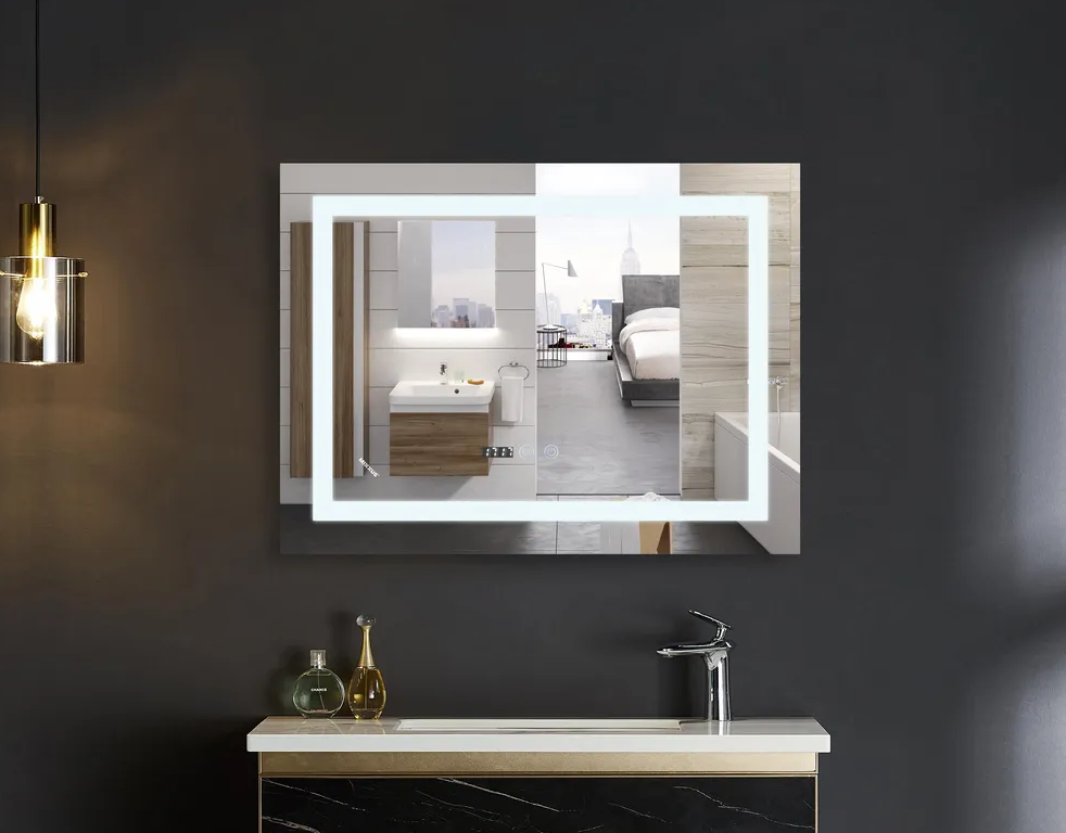 MIXXUS WARM MR02-120x80 Зеркало с LED Touch, Anti-fog, димером, регулятором яркости, часами - изображение №1