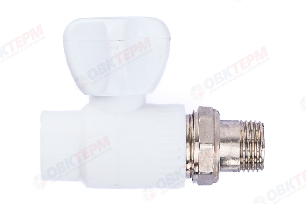 Кран шаровый радиаторный прямой 20х1/2" НР (латунный  шар) (белый) (60) (KALDE) - Изображение №3