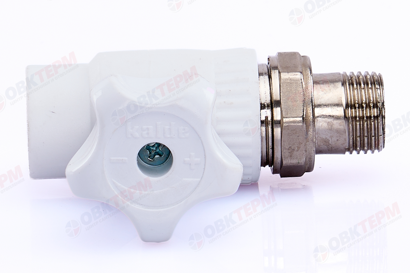 Кран шаровый радиаторный прямой 20х1/2" НР (латунный  шар) (белый) (60) (KALDE) - Изображение №5