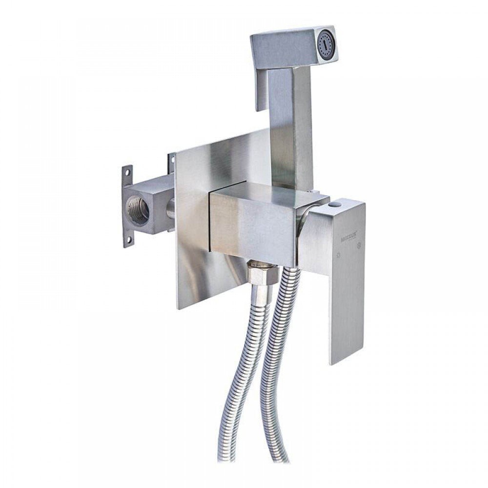 Смеситель с гигиеническим душем MIXXUS KUB-333 нерж/сталь ф35 (12 шт/ящ) - Изображение №1