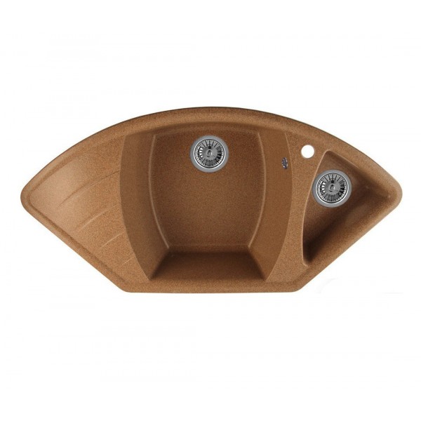 Мойка угловая двухсекционная 1015х510*217мм GRANMILL 25  терракот глянец + блестки - Изображение №1
