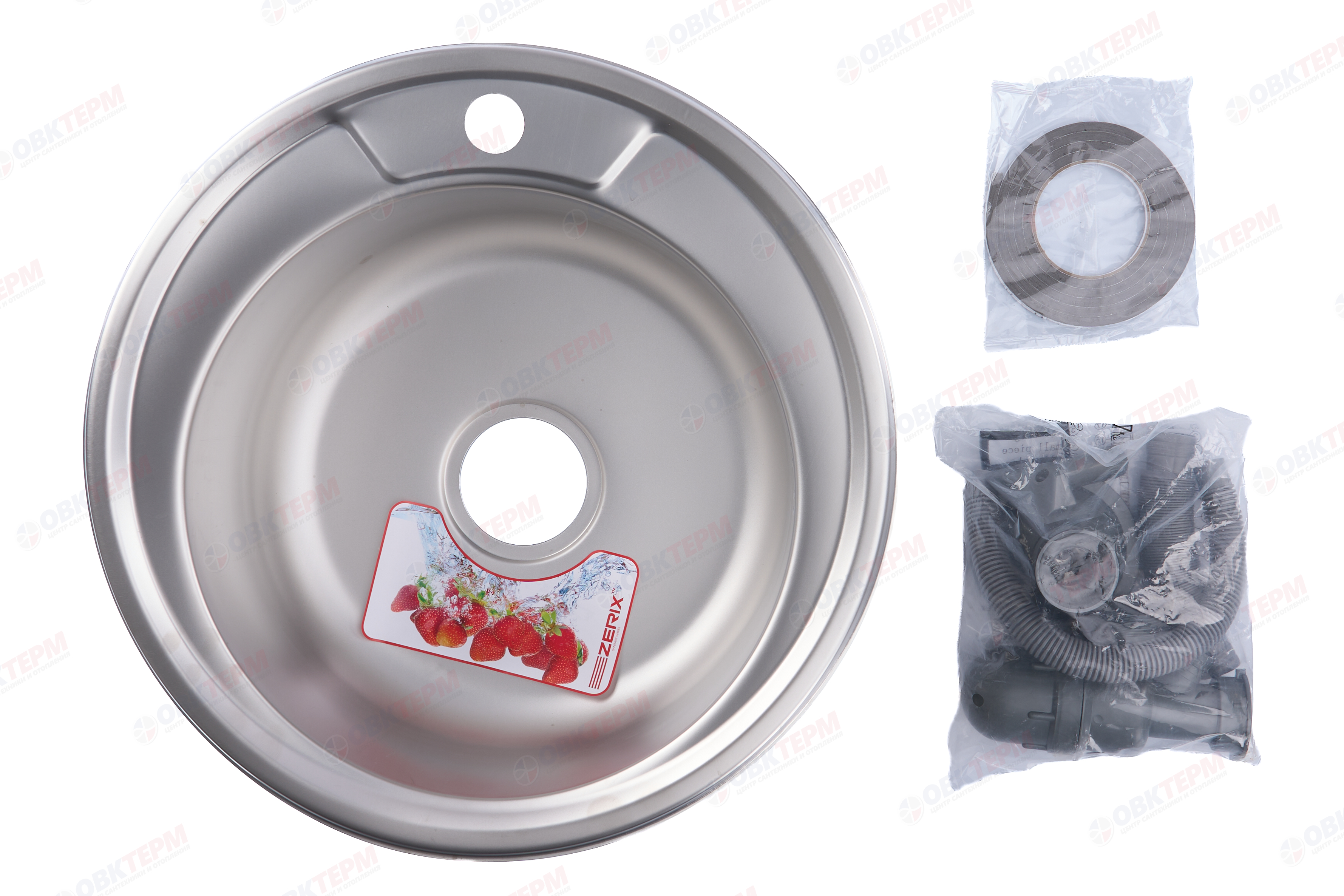 ZERIX мойка Z490-06-180E (SATIN) ВРЕЗНАЯ /сифон (10шт/ящ) - миниатюра №7