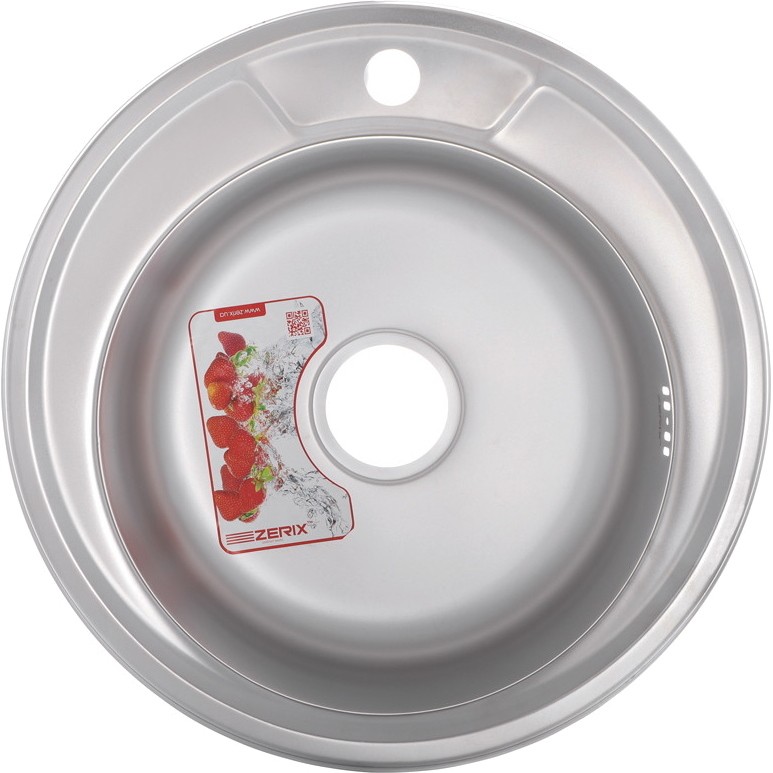 ZERIX мойка Z490-06-180E (SATIN) ВРЕЗНАЯ /сифон (12шт/ящ) - Изображение №1