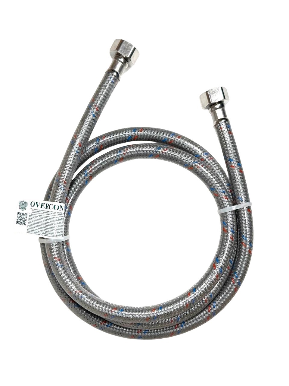 Шланг    1/2"х1/2" ВВ, в силикон.обмотке   120 см  "OVERCON"   (80шт/ящ) - Изображение №1