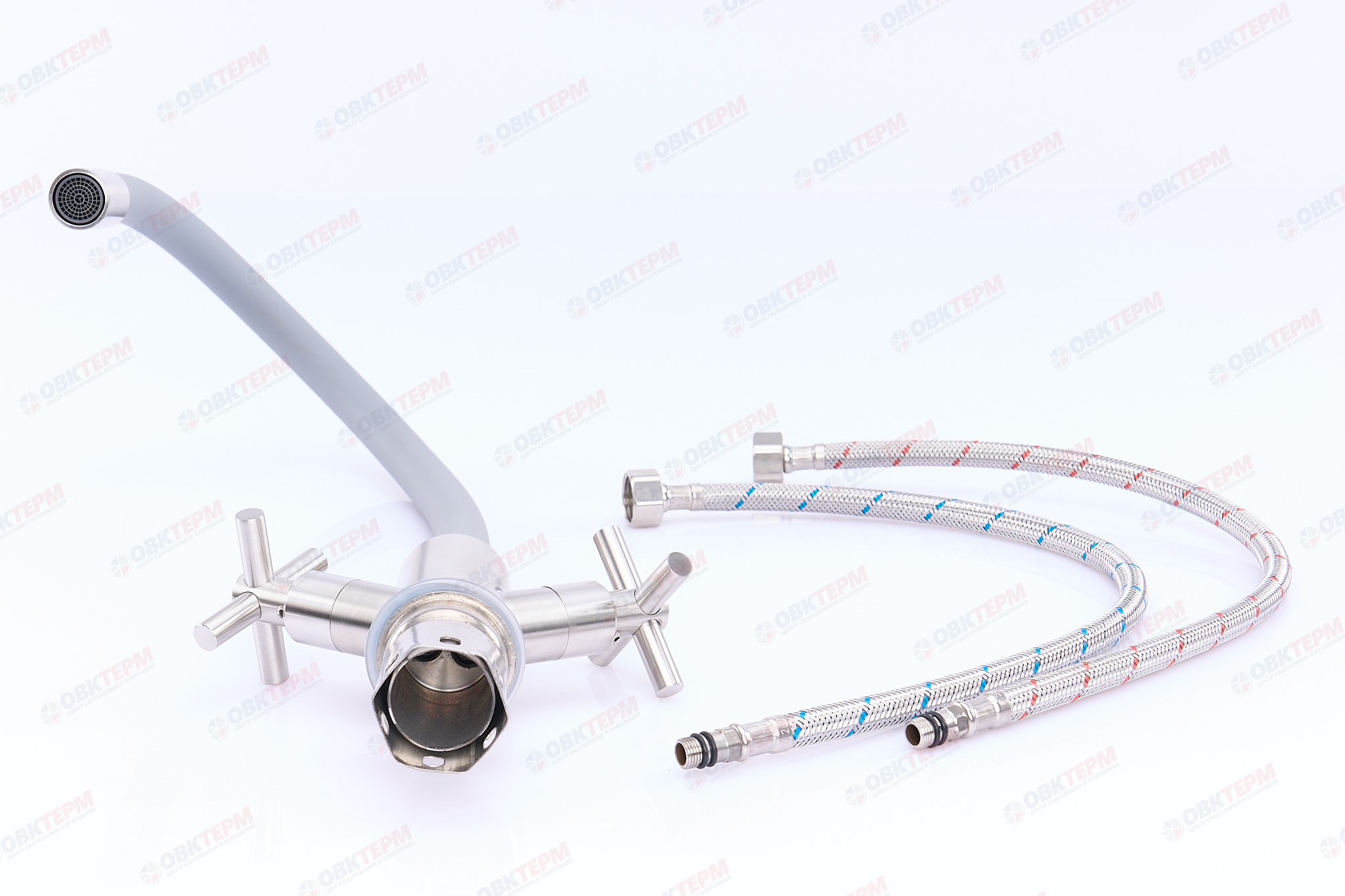 Смеситель д/кухни буксовый REFLECTOR MIXXUS DVE-011 GRAY нерж/сталь (20 шт/ящ) - Изображение №4