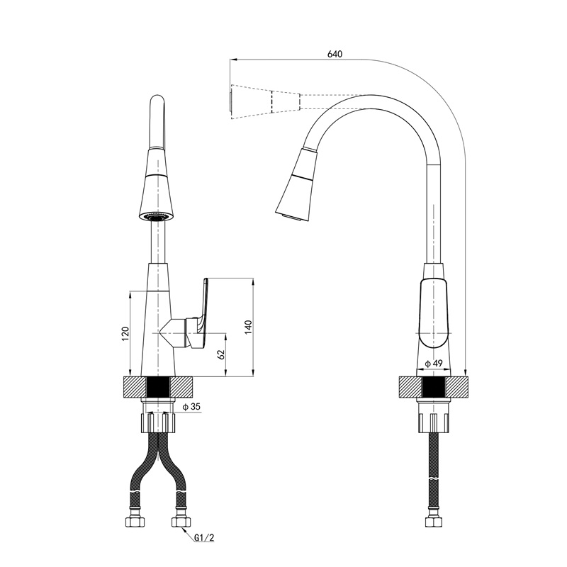 Смеситель д/кухни MIXXUS PREMIUM MATIS 011-T (NUT) REFL.GRAY (10шт/ящ) - миниатюра №2