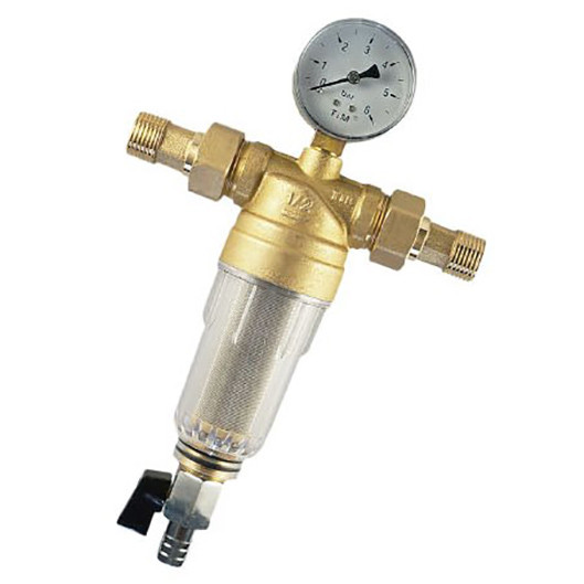 Фильтр с краном и манометром TIM JH1002  1/2"  со стеклянным  корпусом (аналог FF06-1/2AA) - Изображение №2