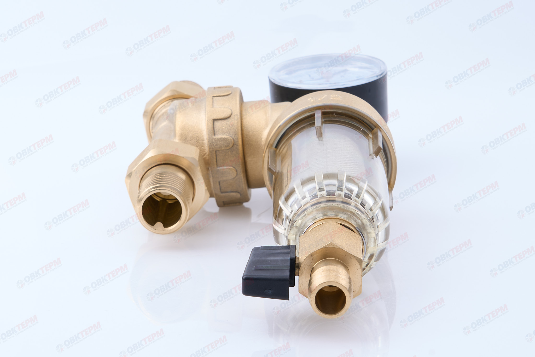 Фильтр с манометром TIM JH1002W3  1/2" со стеклянным  корпусом (1/12 шт) - Изображение №4