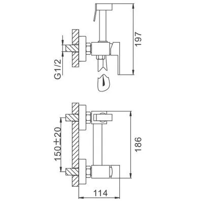 Смеситель с гигиеническим душем FRAP F7504-5 латунь /сатин - Изображение №2