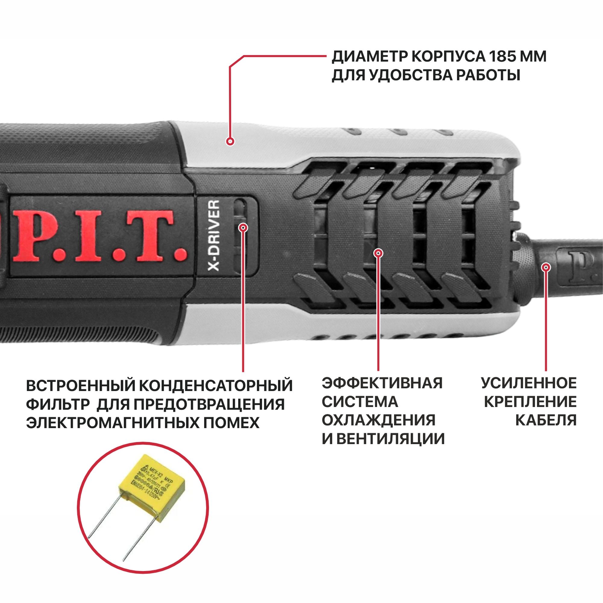 Углошлифовальная машина P.I.T. 125мм, 950Вт, рег 3500-11000 , М14 - миниатюра №19