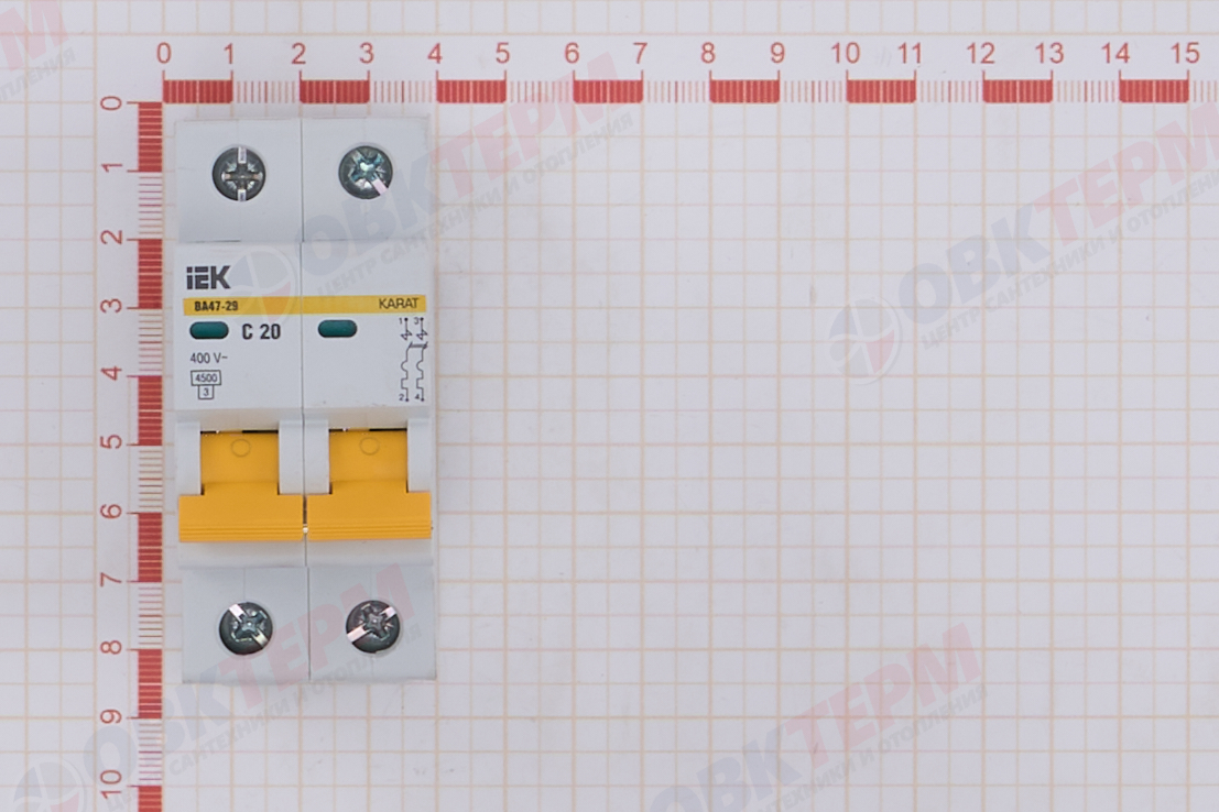 Выключатель автоматический модульный 2п C 20А 4.5кА ВА47-29 KARAT IEK - миниатюра №10
