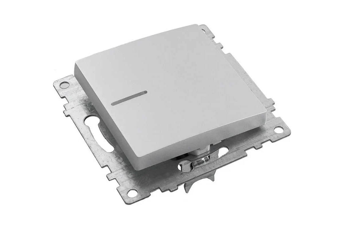 Выключатель электрический 1-клавишный c инд. (механизм), STEKKER серия Катрин, GLS10-7101-01, белый - миниатюра №4